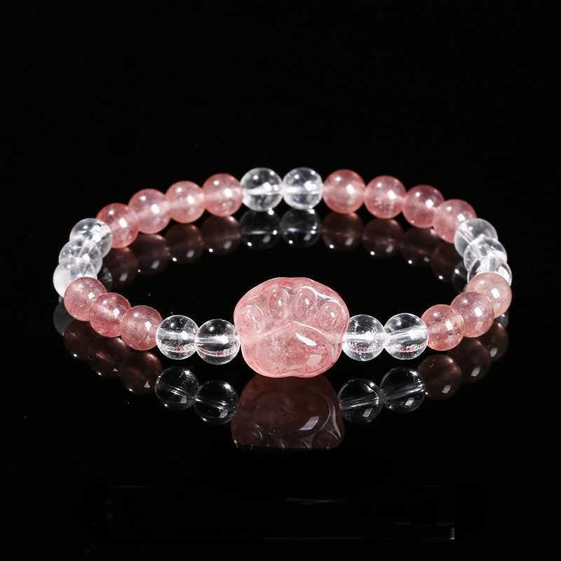Natural Pink Quartz with Kitty Paw