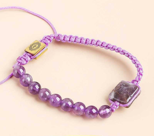 Natural Amethyst with woven braids