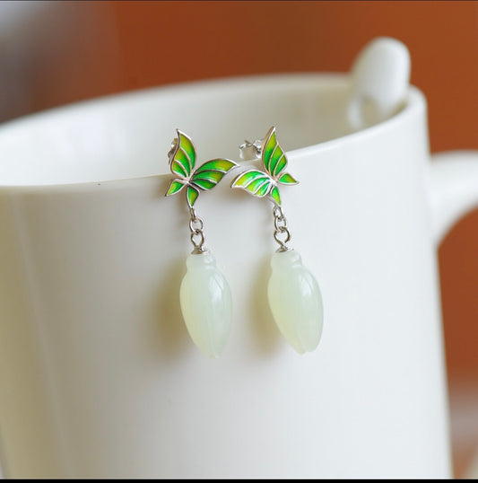 Jade Magnolia Earring