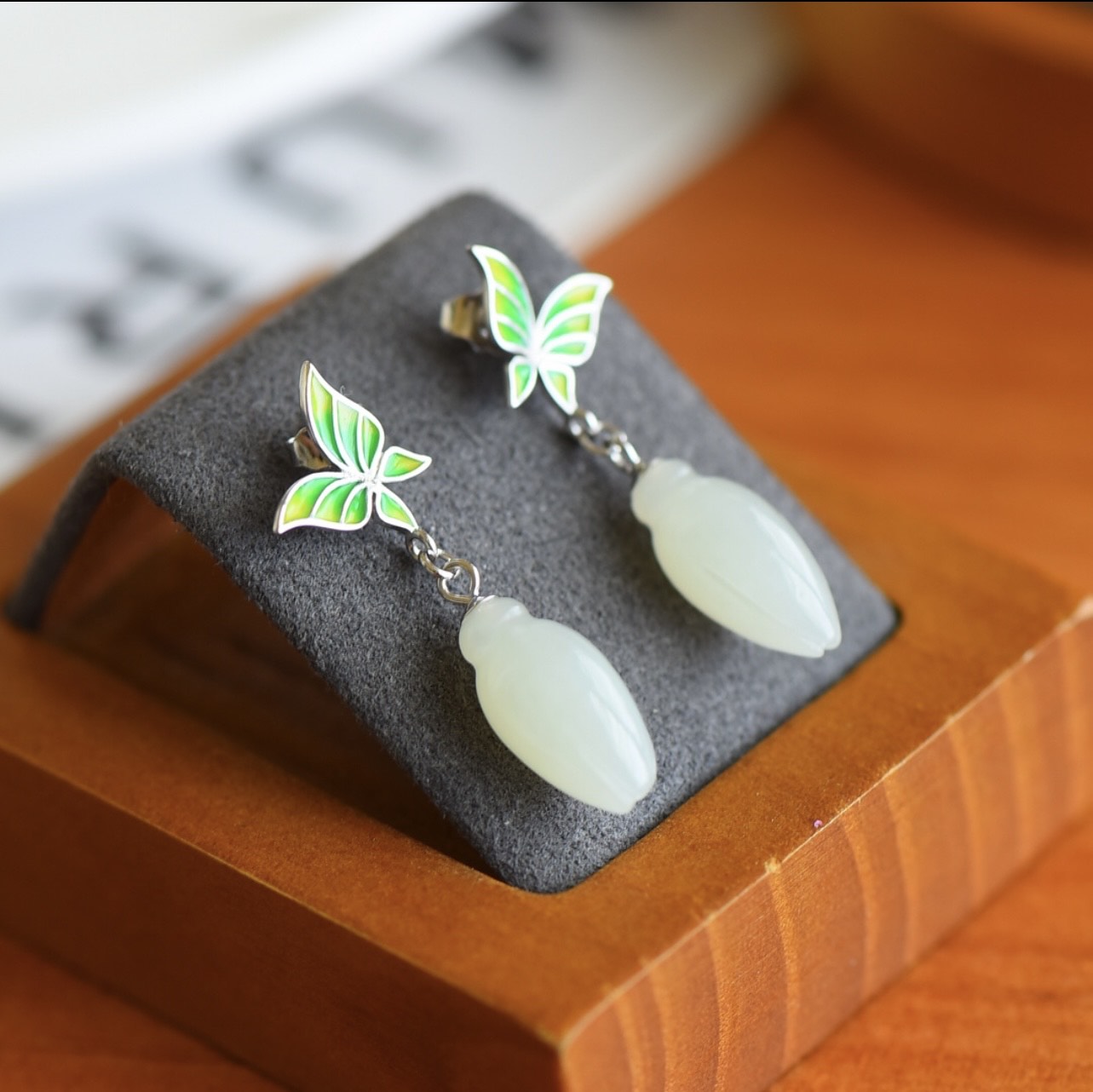 Jade Magnolia Earring