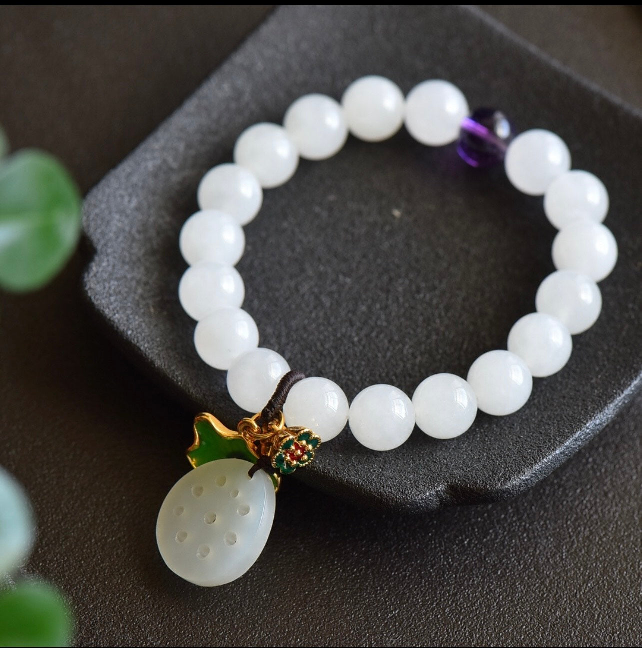 Jade Bracelet with lotus