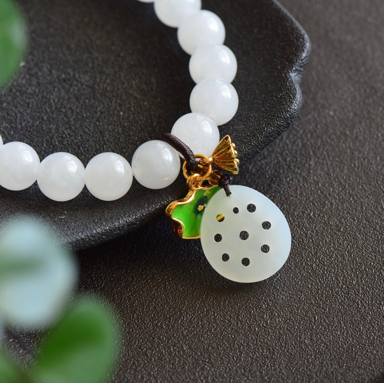 Jade Bracelet with lotus