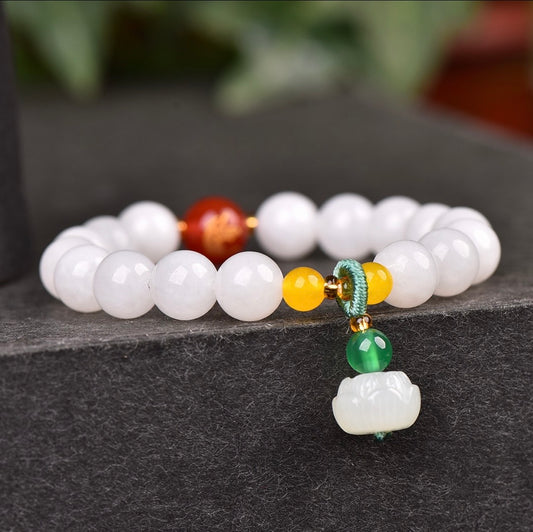 Jade Bracelet with Lotus Flower