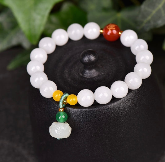 Jade Bracelet with Lotus Flower