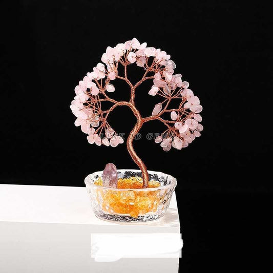 Natural Pink Quartz Cornucopia Money Tree