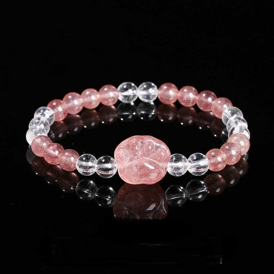 Natural Pink Quartz with Kitty Paw