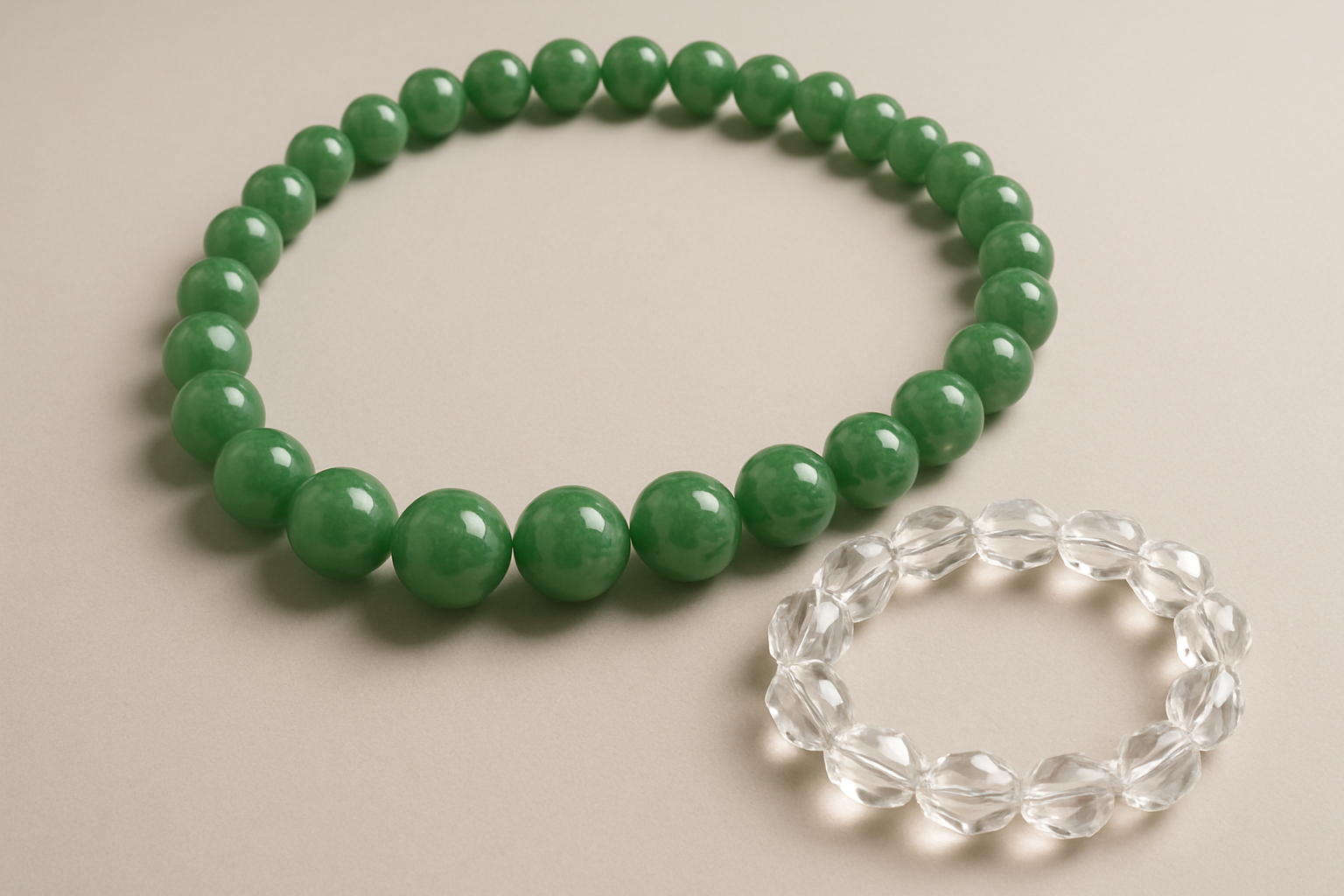 jade necklace and crystal bracelet